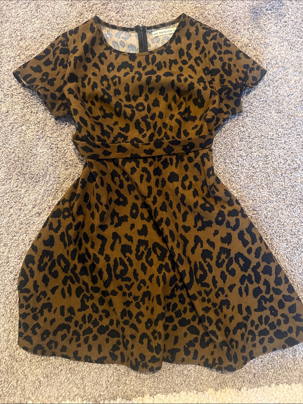 Leopard Print Mini Dress in Brown/Black - Casual Fit & Flare